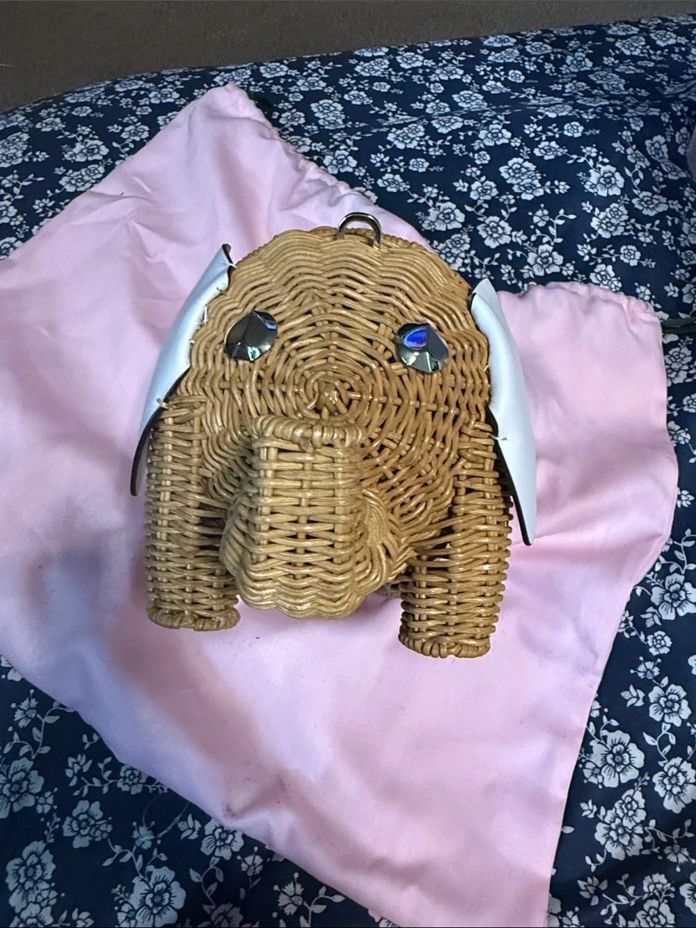 kate spade Wicker Elephant Crossbody Bag in Natural and White